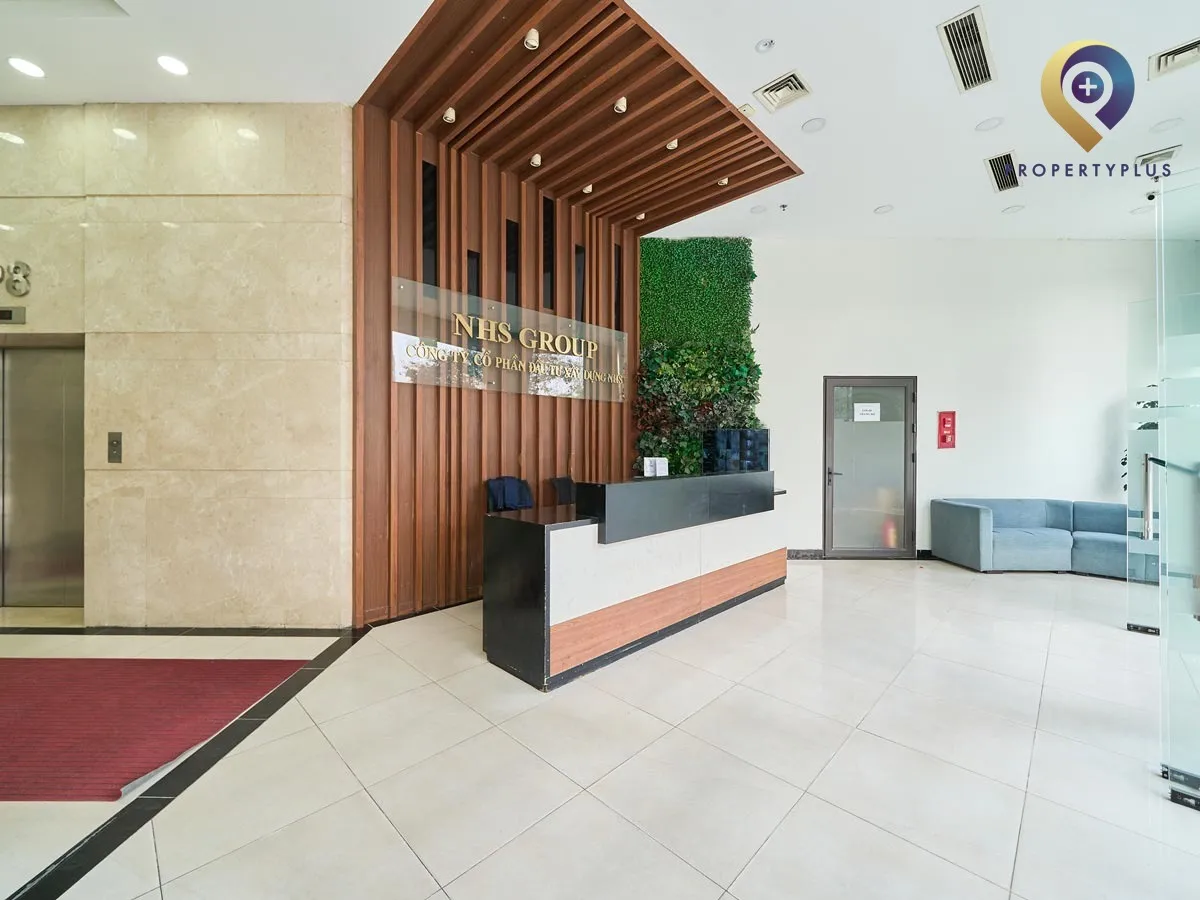 Lobby area with reception at Golden Field building, Hanoi.